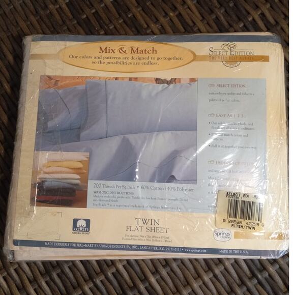 NIB Select Editions Twin Flat Sheet 200TC Cotton Blend Peach Cream Neutral USA - Picture 2 of 4
